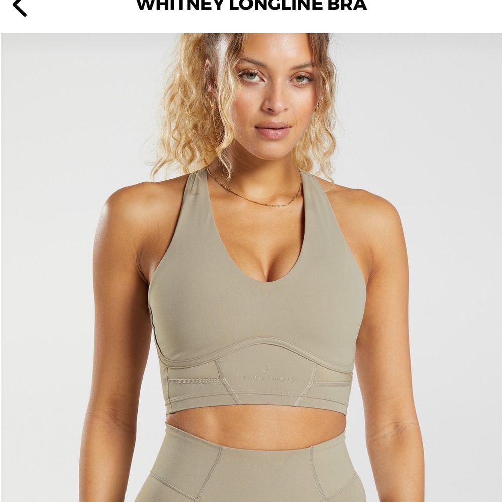 Gymshark Whitney Simmons Longline Bra cement brown size small